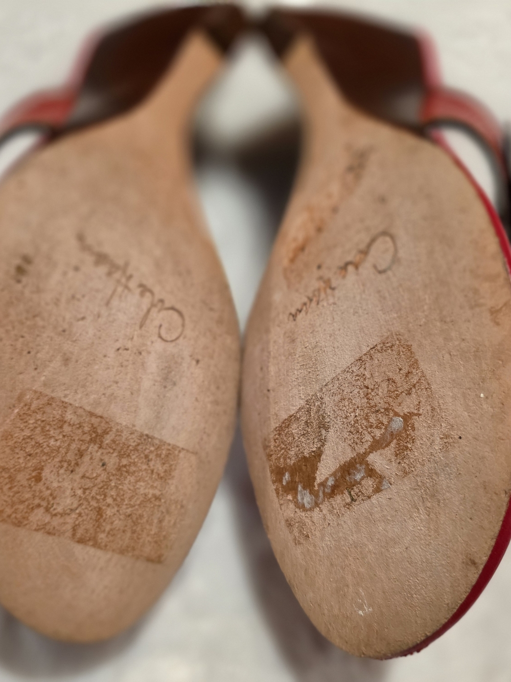 Cole Haan Red Thong Sandals with Brown Accent Straps and Stud Details - Picture 5 of 16
